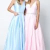 Prom Satin V-Neck Ball Gown By Juliet 696