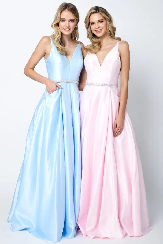 Prom Satin V-Neck Ball Gown By Juliet 696 3 Prom Satin V-Neck Ball Gown By Juliet 696