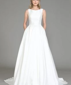 Satin Wedding Dress With Lace Back By Poly USA 8534 9 Satin Wedding Dress With Lace Back By Poly USA 8534