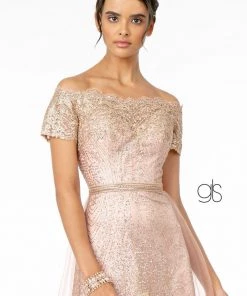 Prom Long Off Shoulder Glitter Dress By Elizabeth K GL2942