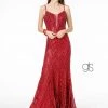 Prom Sequin Deep V-Neck Trumpet Gown By Elizabeth K GL2950