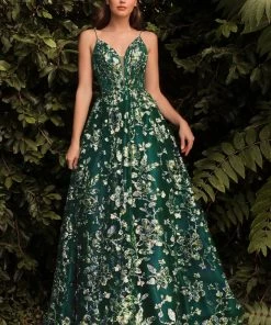 Sequin Floral Print Ball Gown By Cinderella Divine CB073