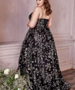 Sequin Floral Print Ball Gown By Cinderella Divine CB073