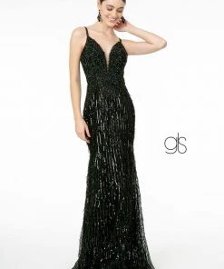 Prom Sequin Fringed V-Neck Mermaid Dress By Elizabeth K GL1824