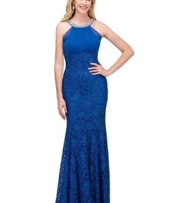 Starbox Prom Sequin Lace Halter Mermaid Gown By Star Box 6331