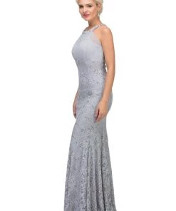 Starbox Prom Sequin Lace Halter Mermaid Gown By Star Box 6331