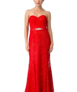 Starbox Prom Sequin Lace Strapless Mermaid Gown By Star Box 6176