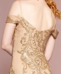 Sequin Long Cold Shoulder Mermaid Dress By Elizabeth K GL2552