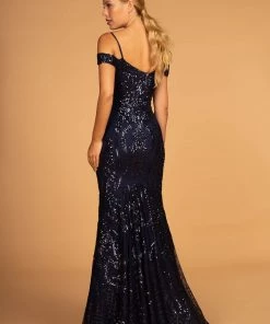 Sequin Long Cold Shoulder Mermaid Dress By Elizabeth K GL2552