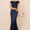 Prom Sequin Mermaid Gown With Short Sleeves By Nox Anabel F338 2 Prom Sequin Mermaid Gown With Short Sleeves By Nox Anabel F338