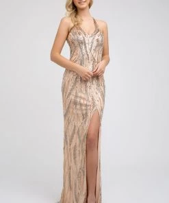 Prom Sequin Print Halter Mermaid Dress By Juliet 683