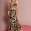 Sequin Print Long Mock Two-Piece Dress By Elizabeth K GL2272 Prom