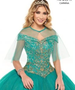 Sequin Print Off Shoulder Quinceanera Dress By Mary's Bridal MQ1075 Quinceañera