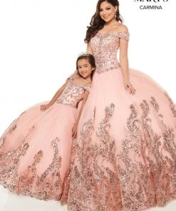 Sequin Print Off Shoulder Quinceanera Dress By Mary's Bridal MQ1075 Quinceañera