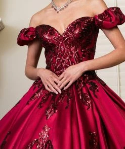Sequin Print Satin Ball Gown By Elizabeth K GL1913