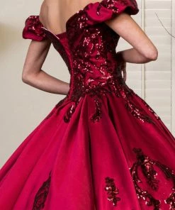 Sequin Print Satin Ball Gown By Elizabeth K GL1913