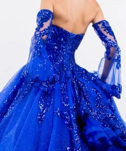 Sequin Print Strapless Ball Gown By Elizabeth K GL1914