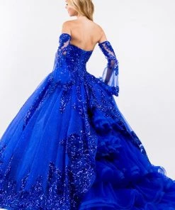 Sequin Print Strapless Ball Gown By Elizabeth K GL1914