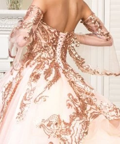 Sequin Print Strapless Ball Gown By Elizabeth K GL1914