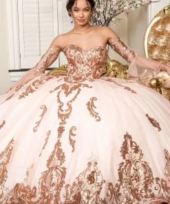 Sequin Print Strapless Ball Gown By Elizabeth K GL1914