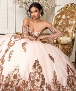 Sequin Print Strapless Ball Gown By Elizabeth K GL1914