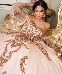 Sequin Print Strapless Ball Gown By Elizabeth K GL1914