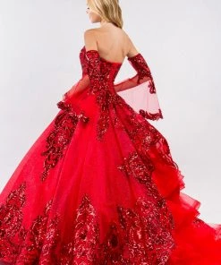 Sequin Print Strapless Ball Gown By Elizabeth K GL1914