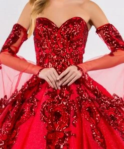 Sequin Print Strapless Ball Gown By Elizabeth K GL1914