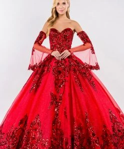 Sequin Print Strapless Ball Gown By Elizabeth K GL1914