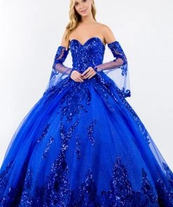 Sequin Print Strapless Ball Gown By Elizabeth K GL1914