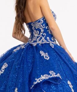 Sequin Print Strapless Ball Gown By Elizabeth K GL1987