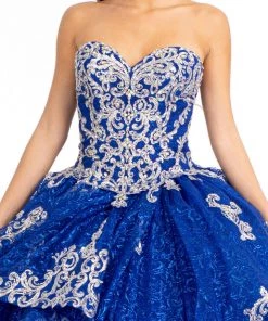 Sequin Print Strapless Ball Gown By Elizabeth K GL1987