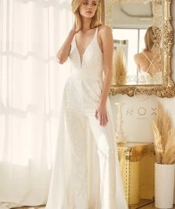 Sequin Sleeveless Wedding Jumpsuit By Nox Anabel JE926