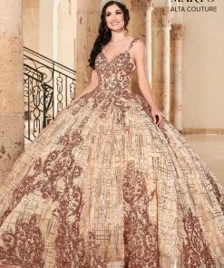 Mary's Bridal Quinceañera Sequin V-Neck Quinceanera Dress By Alta Couture MQ3057