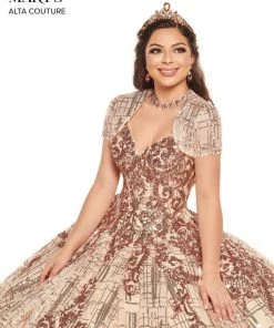 Mary's Bridal Quinceañera Sequin V-Neck Quinceanera Dress By Alta Couture MQ3057