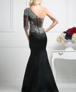 Sequined Asymmetric Trumpet Dress By Cinderella Divine 8789 Prom
