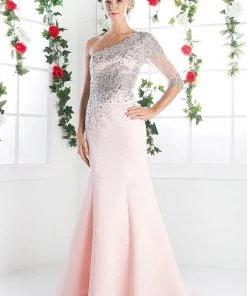 Sequined Asymmetric Trumpet Dress By Cinderella Divine 8789 Prom