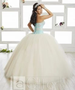 LA Glitter By House Of Wu Sequined Bodice Strapless Dress By House Of Wu LA Glitter 24016