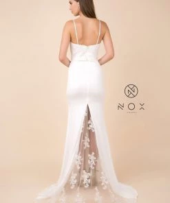 Sequined Lace Trumpet Dress With Sheer Train By Nox Anabel E276 Prom 29 Sequined Lace Trumpet Dress With Sheer Train By Nox Anabel E276 Prom