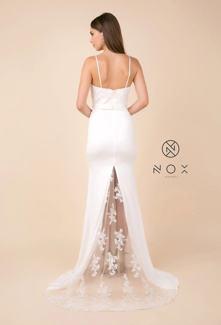 Sequined Lace Trumpet Dress With Sheer Train By Nox Anabel E276 Prom 16 Sequined Lace Trumpet Dress With Sheer Train By Nox Anabel E276 Prom