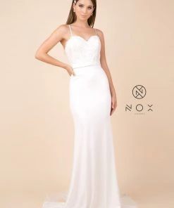 Sequined Lace Trumpet Dress With Sheer Train By Nox Anabel E276 Prom 28 Sequined Lace Trumpet Dress With Sheer Train By Nox Anabel E276 Prom