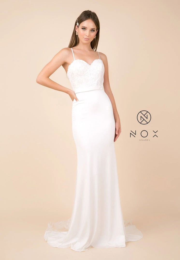 Sequined Lace Trumpet Dress With Sheer Train By Nox Anabel E276 Prom 15 Sequined Lace Trumpet Dress With Sheer Train By Nox Anabel E276 Prom