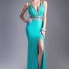 Fitted V-Neck Dress With Slit By Cinderella Divine CA302 Prom 2 Fitted V-Neck Dress With Slit By Cinderella Divine CA302 Prom