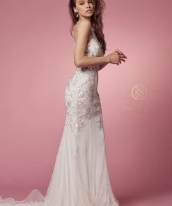 Sheer Lace Applique High Neck Dress By Nox Anabel W901 16 Sheer Lace Applique High Neck Dress By Nox Anabel W901