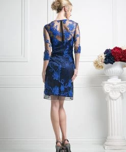 Short 3/4 Sleeve Lace Dress By Cinderella Divine 1969