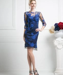 Short 3/4 Sleeve Lace Dress By Cinderella Divine 1969