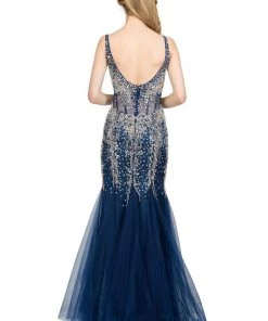 Starbox Sheer Long Beaded Mermaid Dress With Open Back By Star Box 6134 Prom