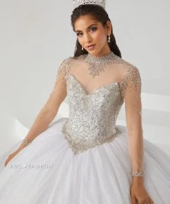 Sheer Long Sleeve Quinceanera Dress By House Of Wu 26009