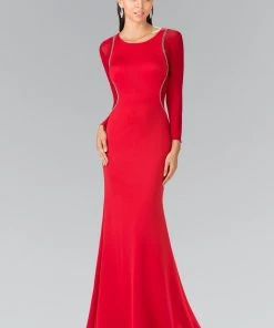 Prom Sheer Long Sleeved Dress With Beaded Accents By Elizabeth K GL2284