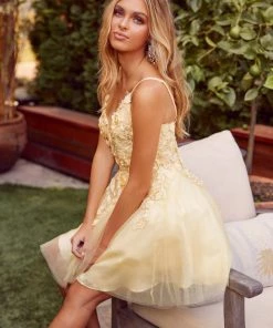 Short 3D Floral Applique Dress By Nox Anabel R709 Prom